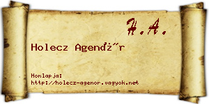 Holecz Agenór névjegykártya